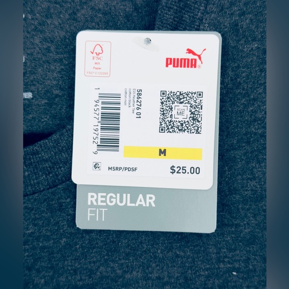 Puma - Men’s Crew Neck Heather Black Shirt Sleeve Cotton Mix T-Shirt Medium NWT - Picture 4 of 6